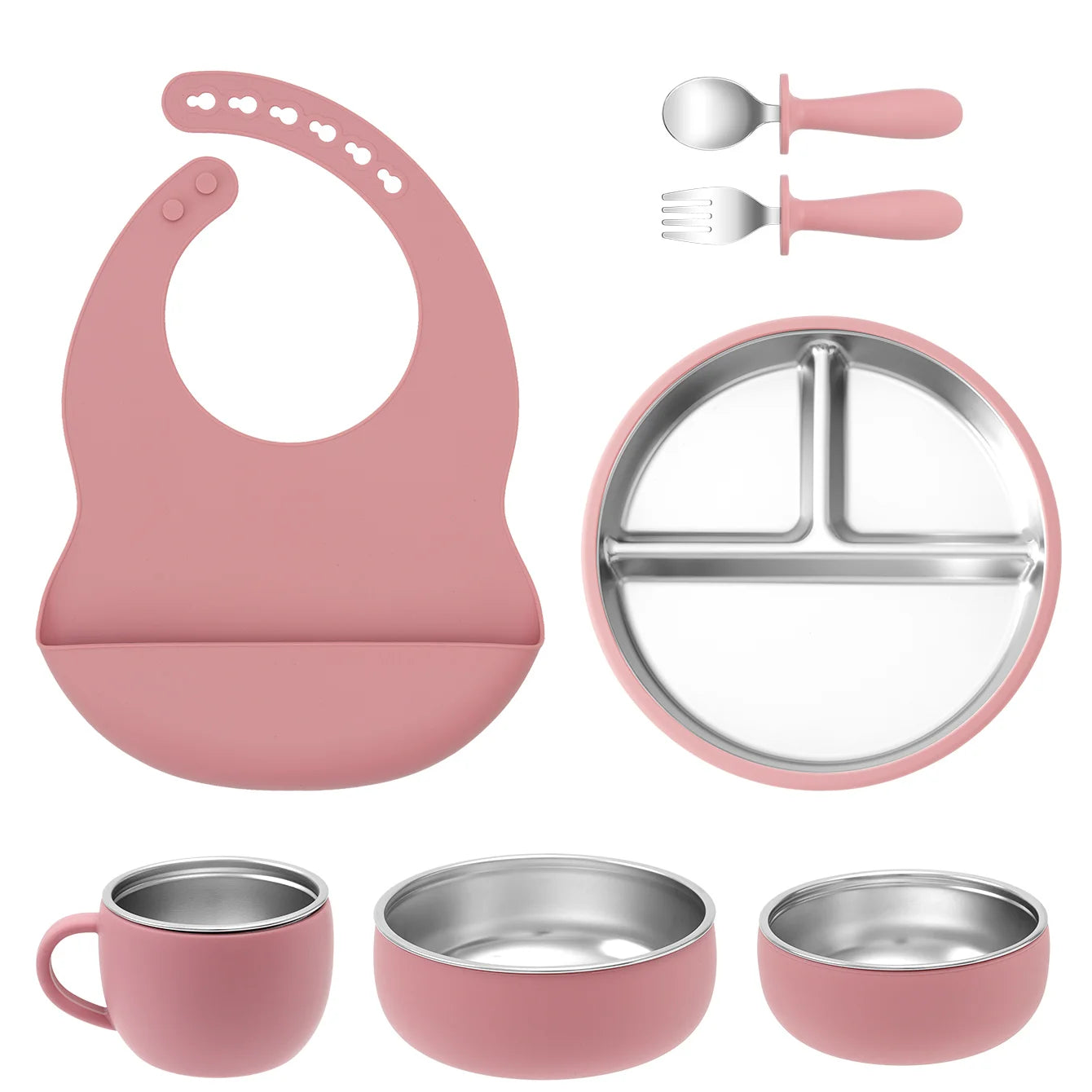 Stainless Steel & Silicone Toddler Feeding Set