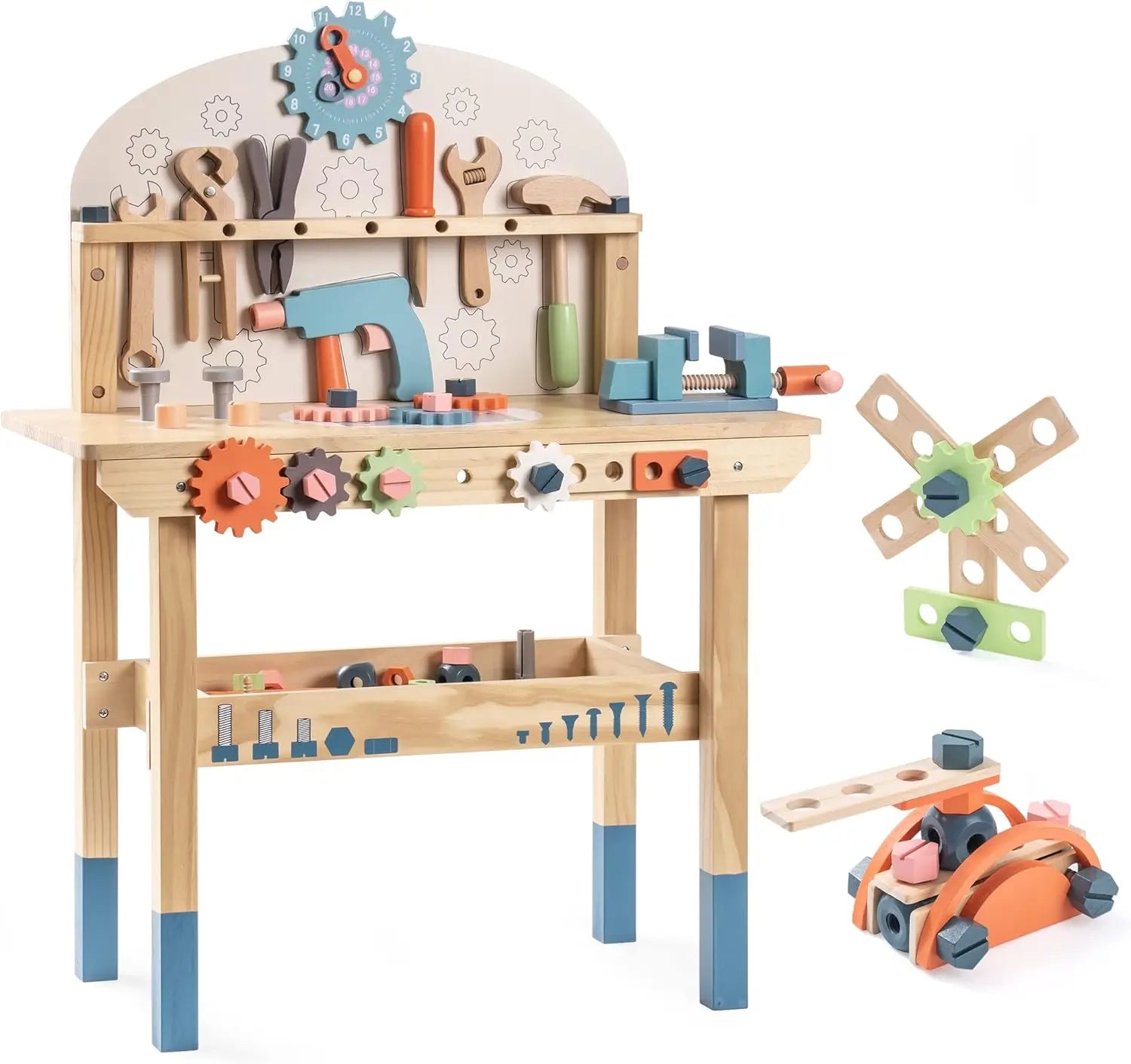 Large Wooden Children's Work Bench with Tools