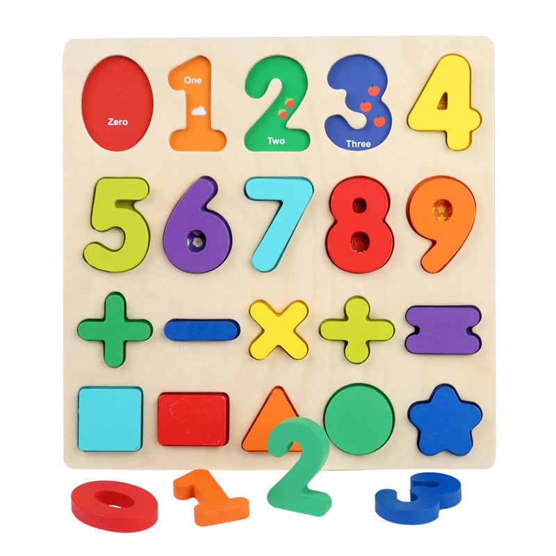 Montessori Wooden Learning Puzzle – Alphabet, Numbers & Shapes