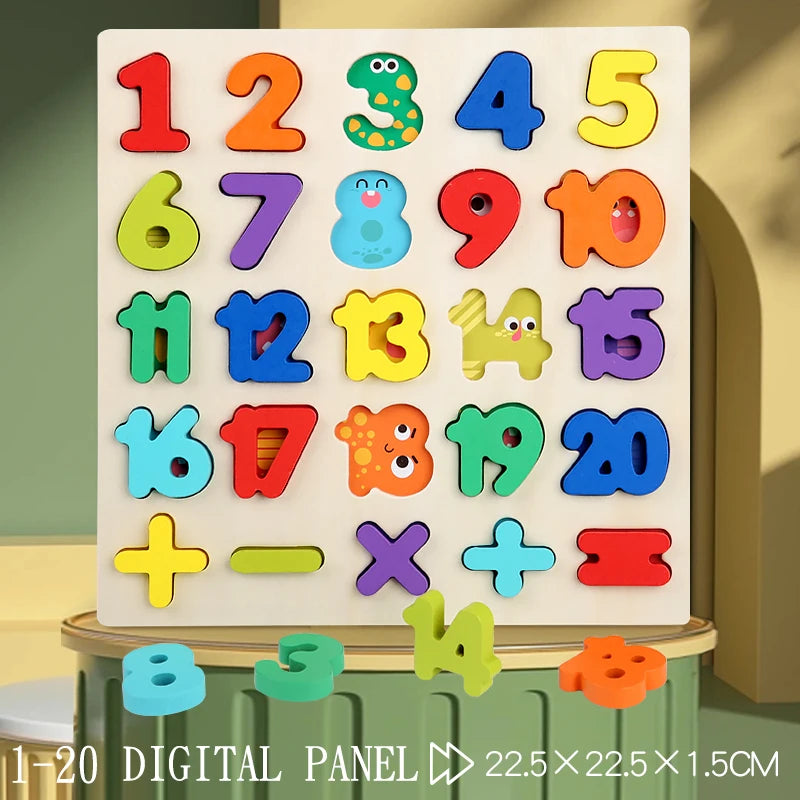 Montessori Wooden Learning Puzzle – Alphabet, Numbers & Shapes