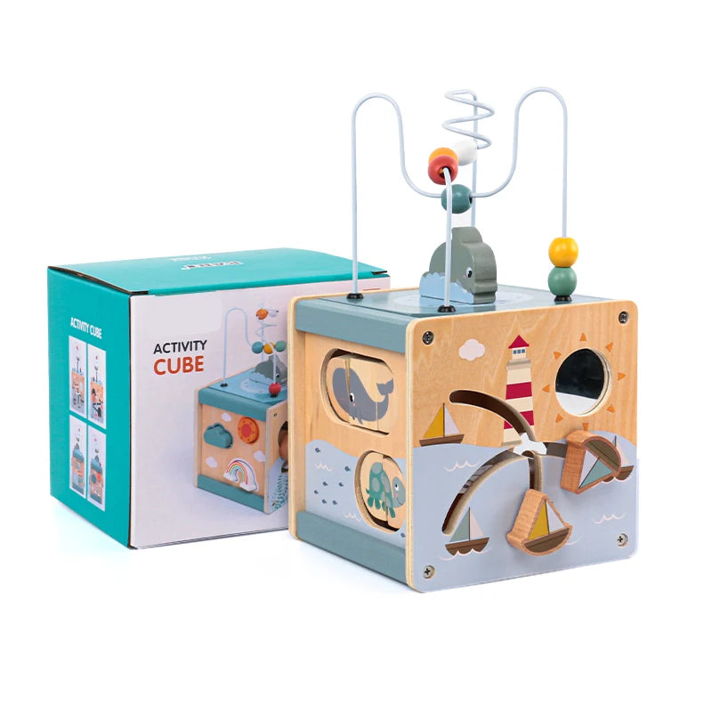 Montessori Wooden Activity Cube