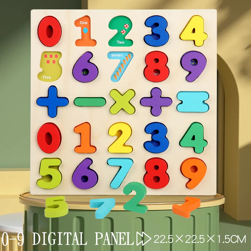 Montessori Wooden Learning Puzzle – Alphabet, Numbers & Shapes
