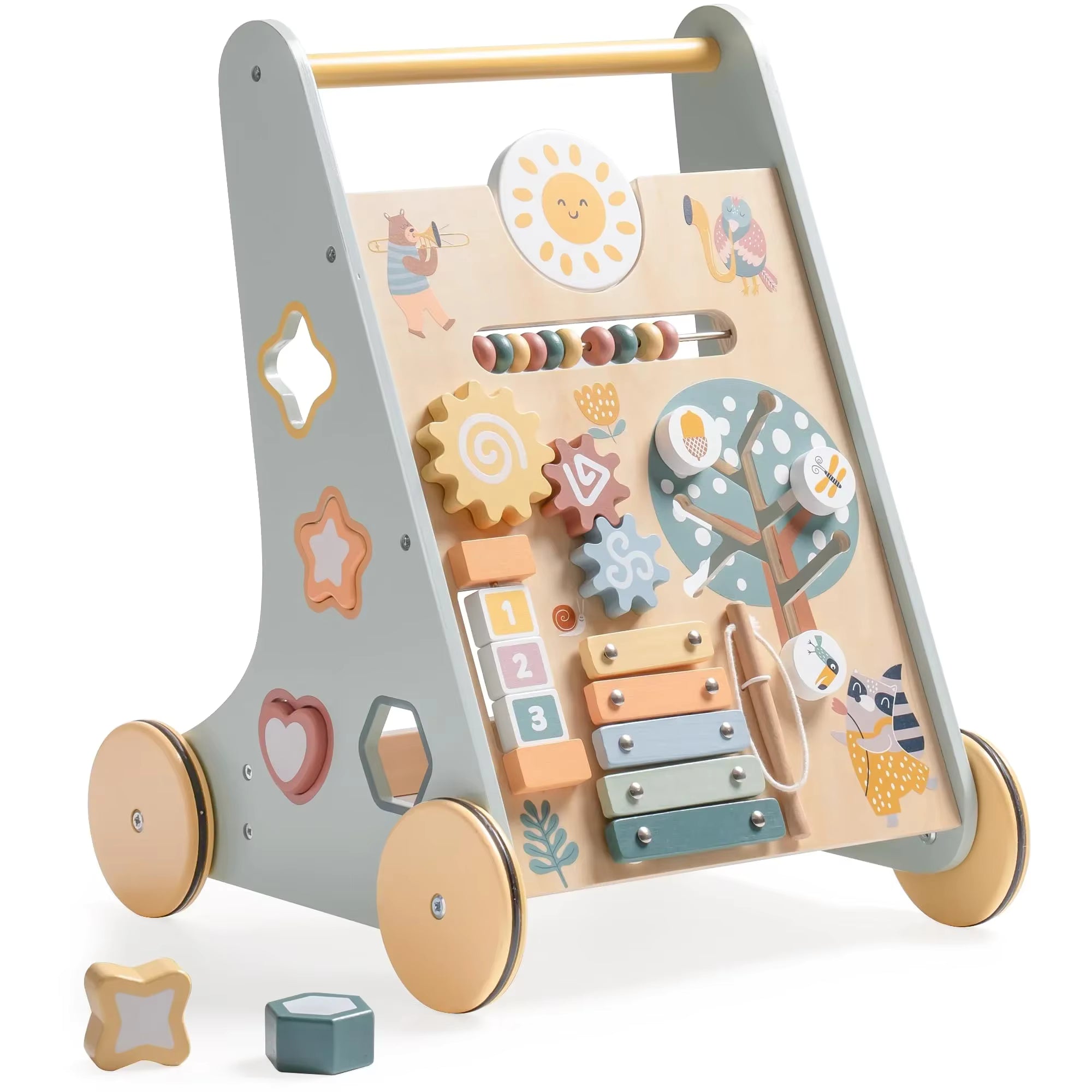 Wooden Baby Walker Montessori Busy Board