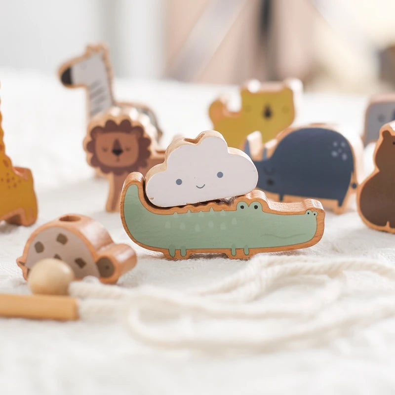 Wooden Animal Threading Toys