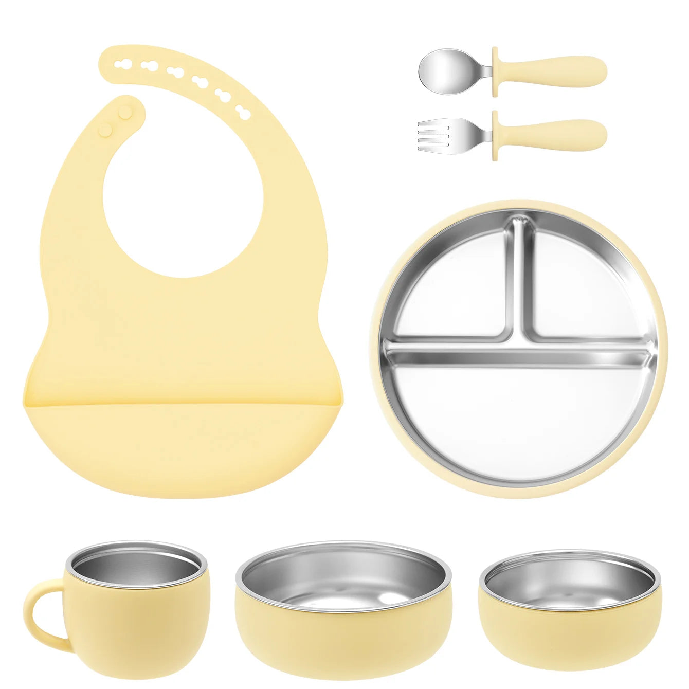 Stainless Steel & Silicone Toddler Feeding Set