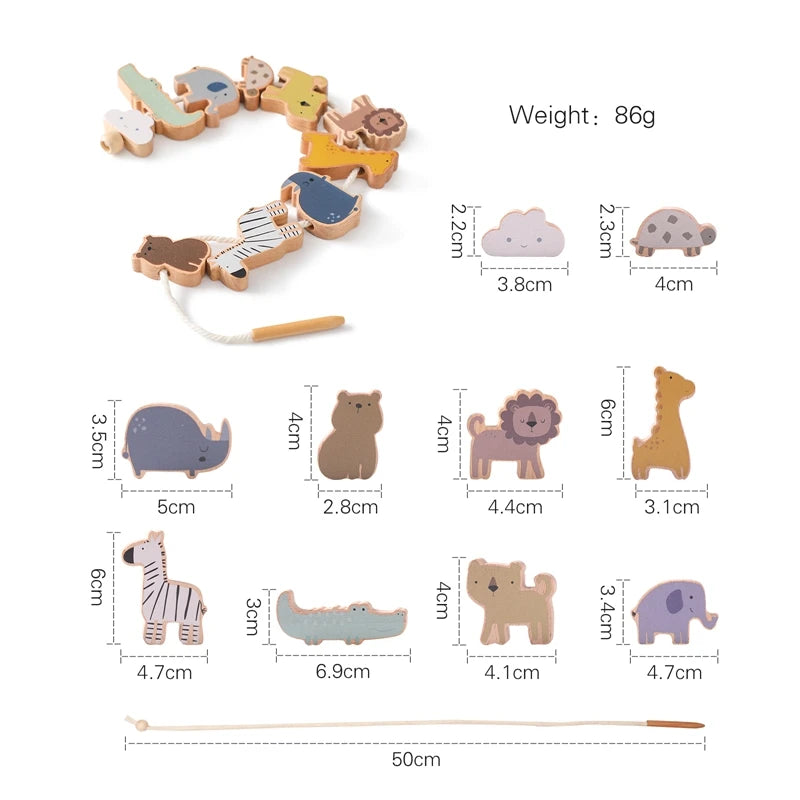 Wooden Animal Threading Toys
