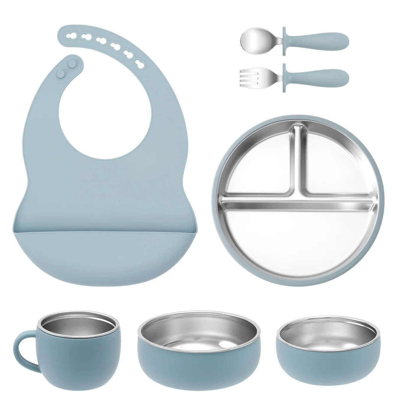 Stainless Steel & Silicone Toddler Feeding Set