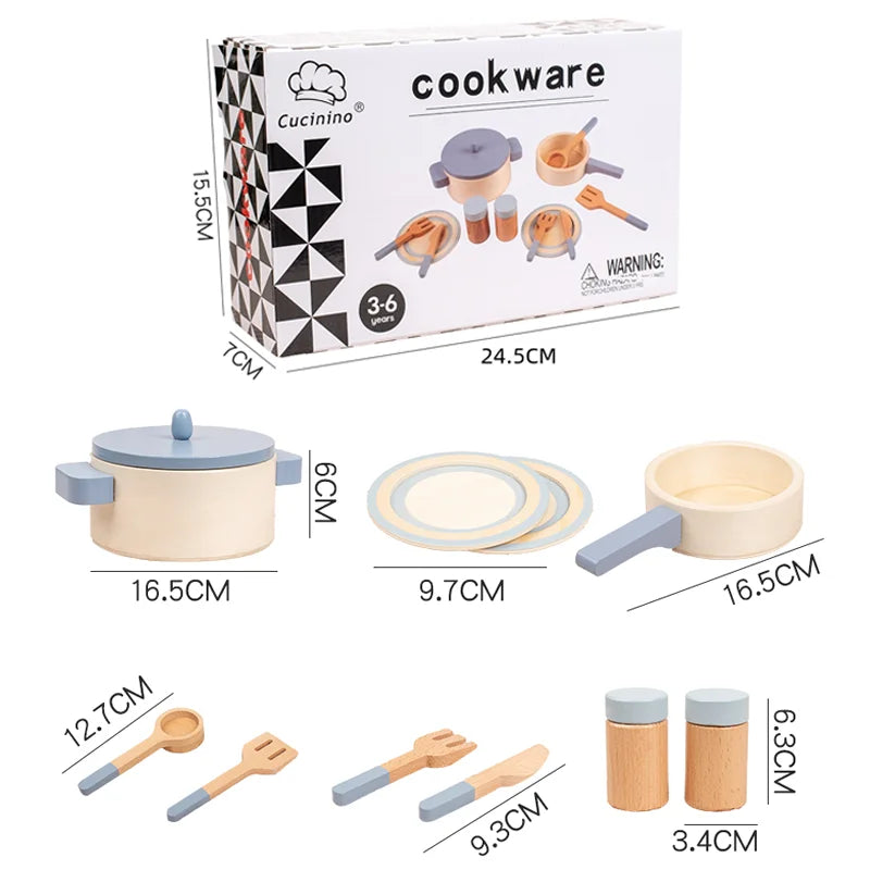 Children's Wooden Pots & Pans Set