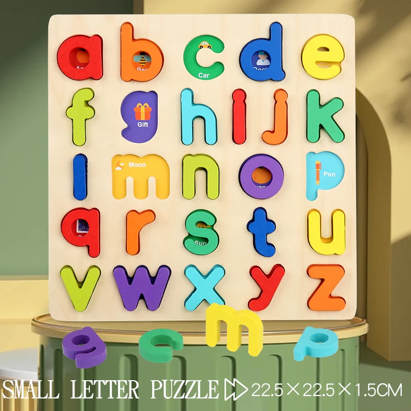 Montessori Wooden Learning Puzzle – Alphabet, Numbers & Shapes