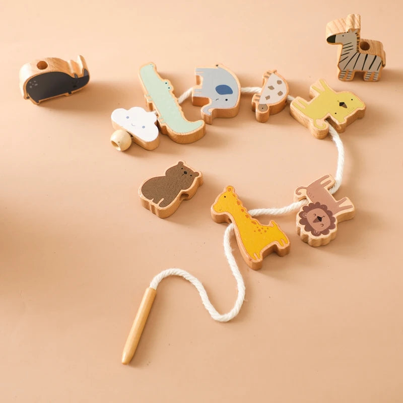 Wooden Animal Threading Toys