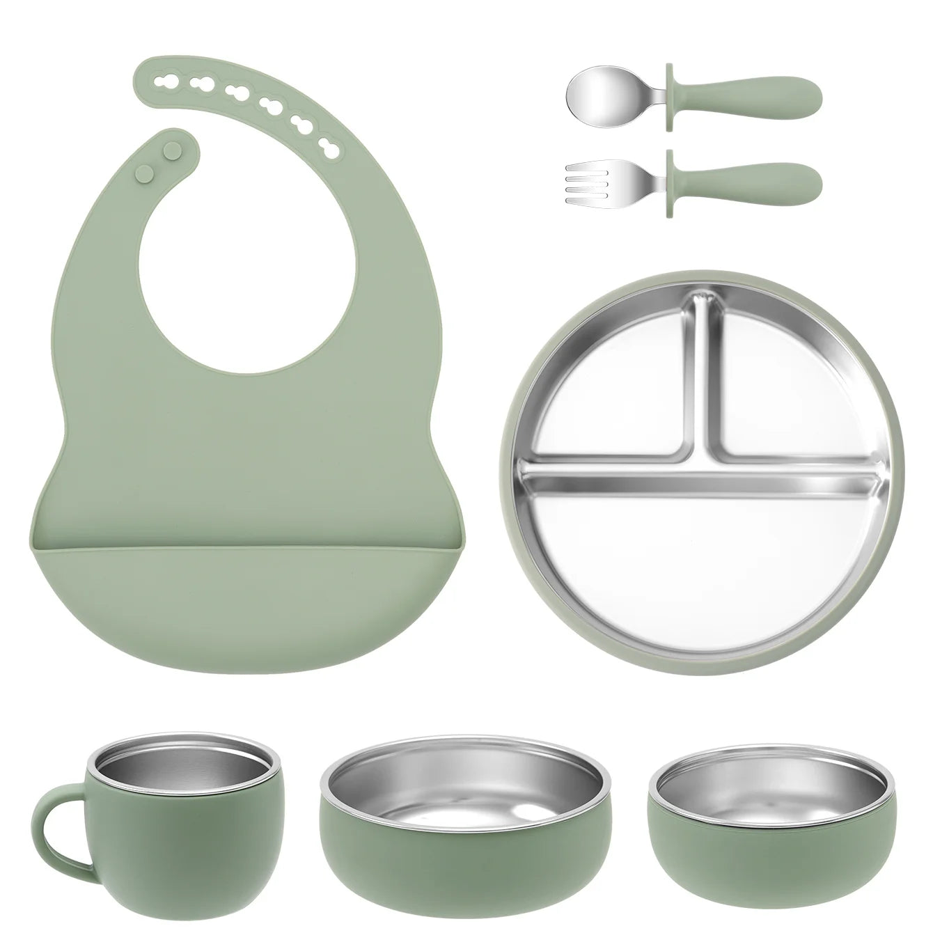 Stainless Steel & Silicone Toddler Feeding Set