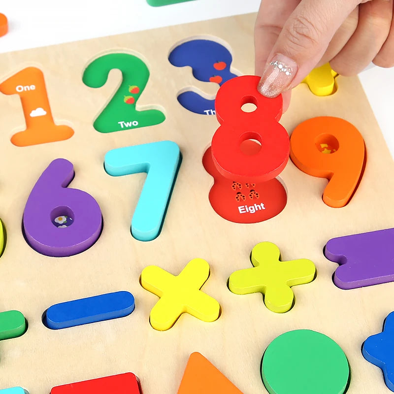 Montessori Wooden Learning Puzzle – Alphabet, Numbers & Shapes