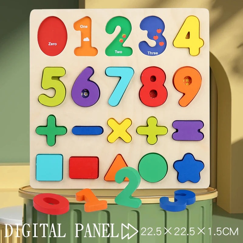 Montessori Wooden Learning Puzzle – Alphabet, Numbers & Shapes