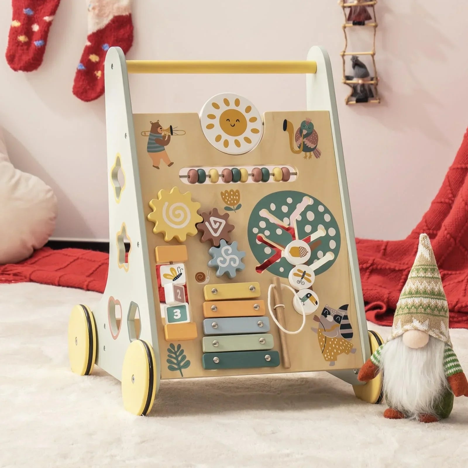 Wooden Baby Walker Montessori Busy Board