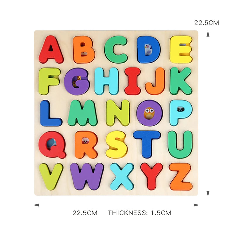 Montessori Wooden Learning Puzzle – Alphabet, Numbers & Shapes