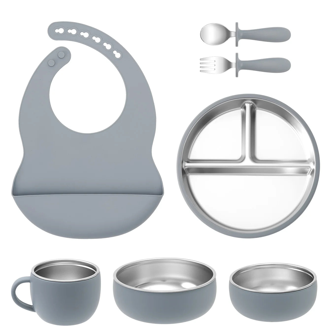 Stainless Steel & Silicone Toddler Feeding Set