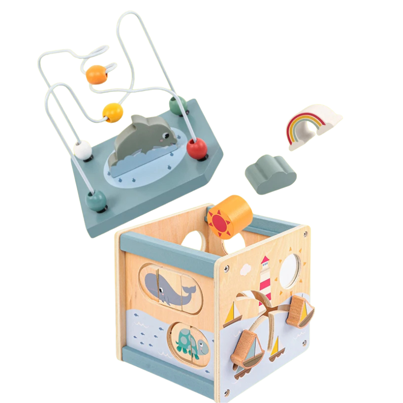 Montessori Wooden Activity Cube